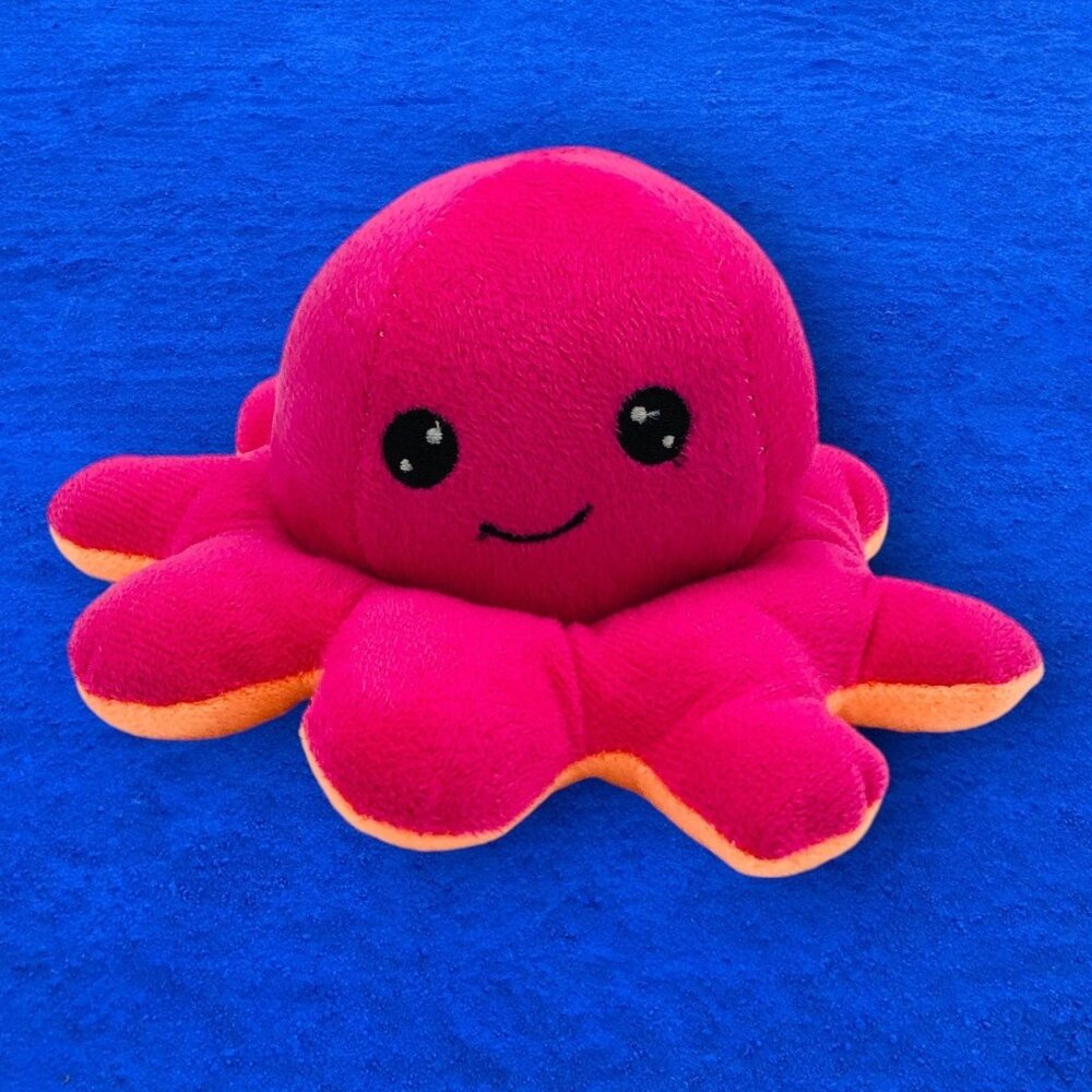 Goffa 7" Octopus Pink Orange Plush Stuffed Animal Stitched Eyes Ocean Toy